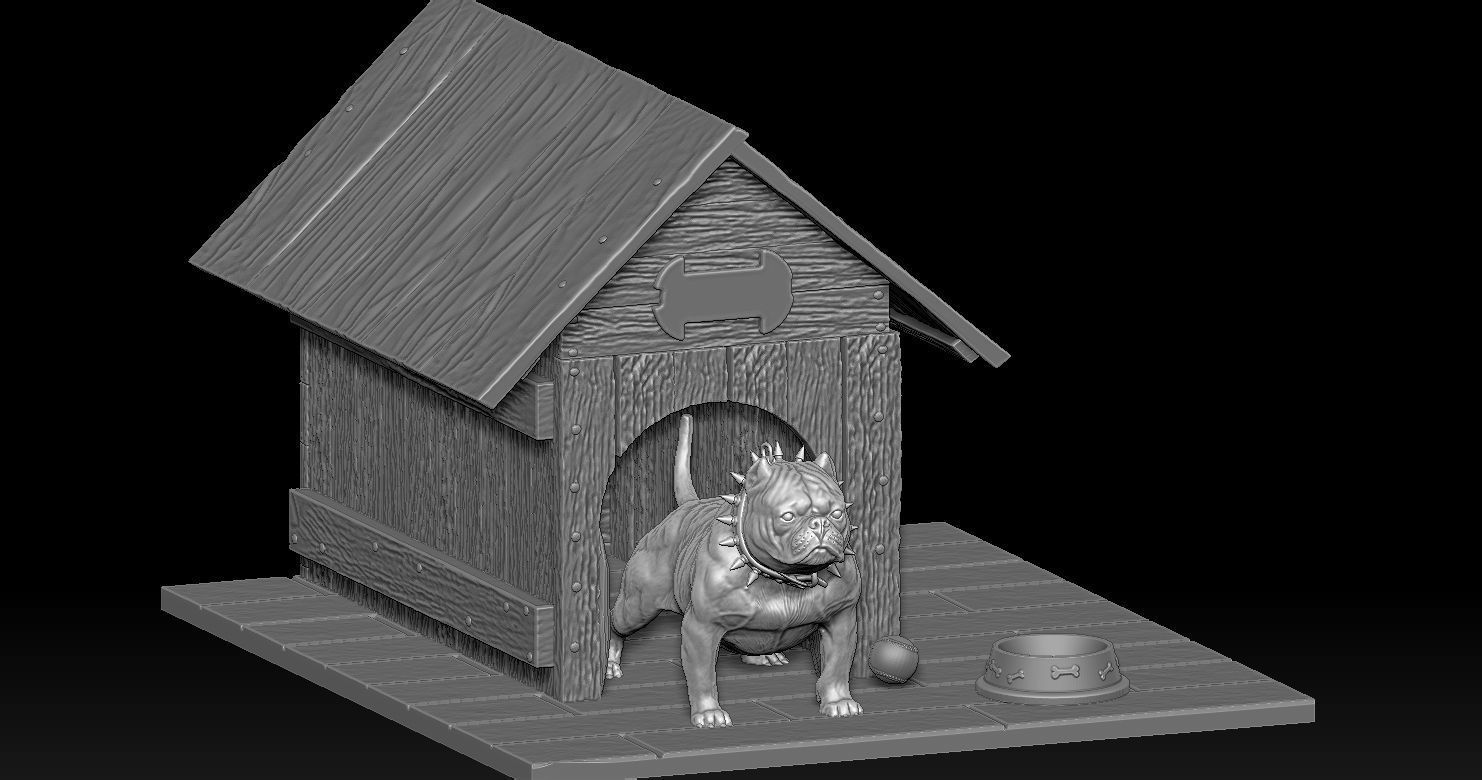 Bully Dog and Dog House 3D print model_18