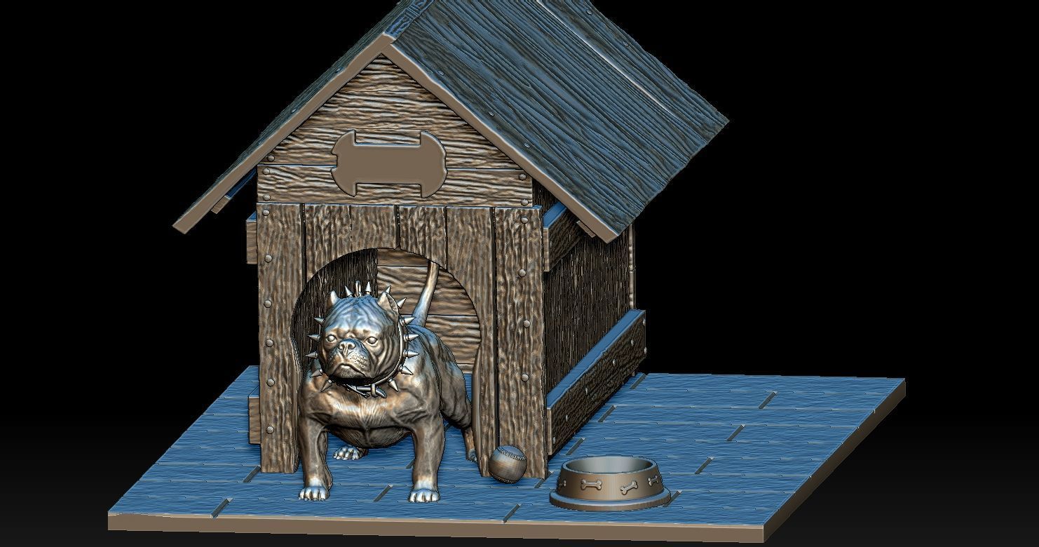 Bully Dog and Dog House 3D print model_30