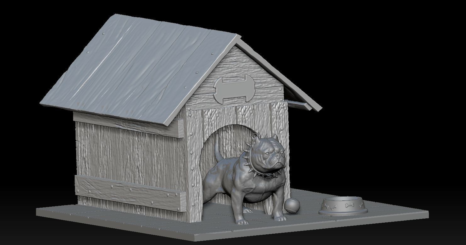 Bully Dog and Dog House 3D print model_15