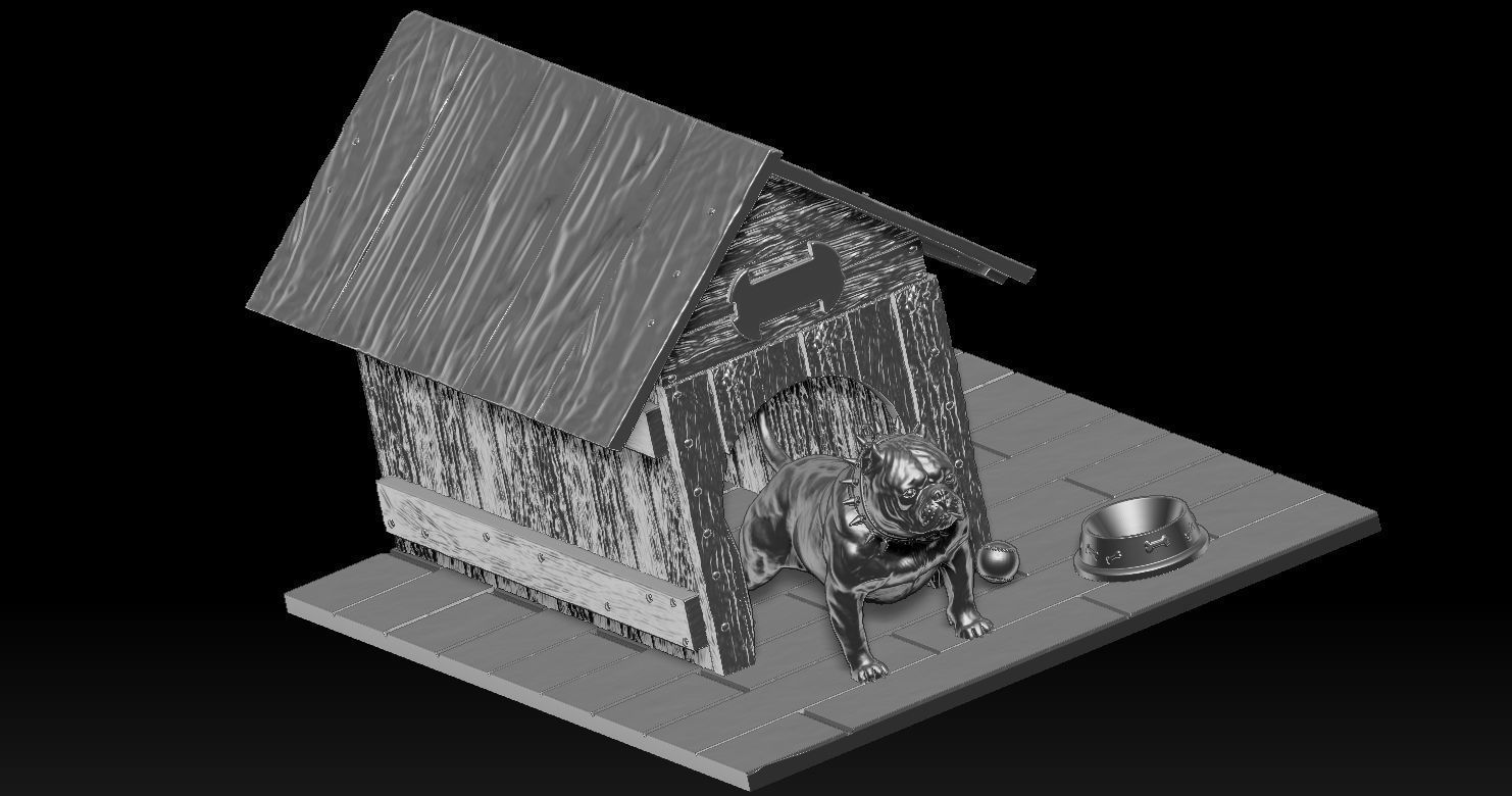 Bully Dog and Dog House 3D print model_16