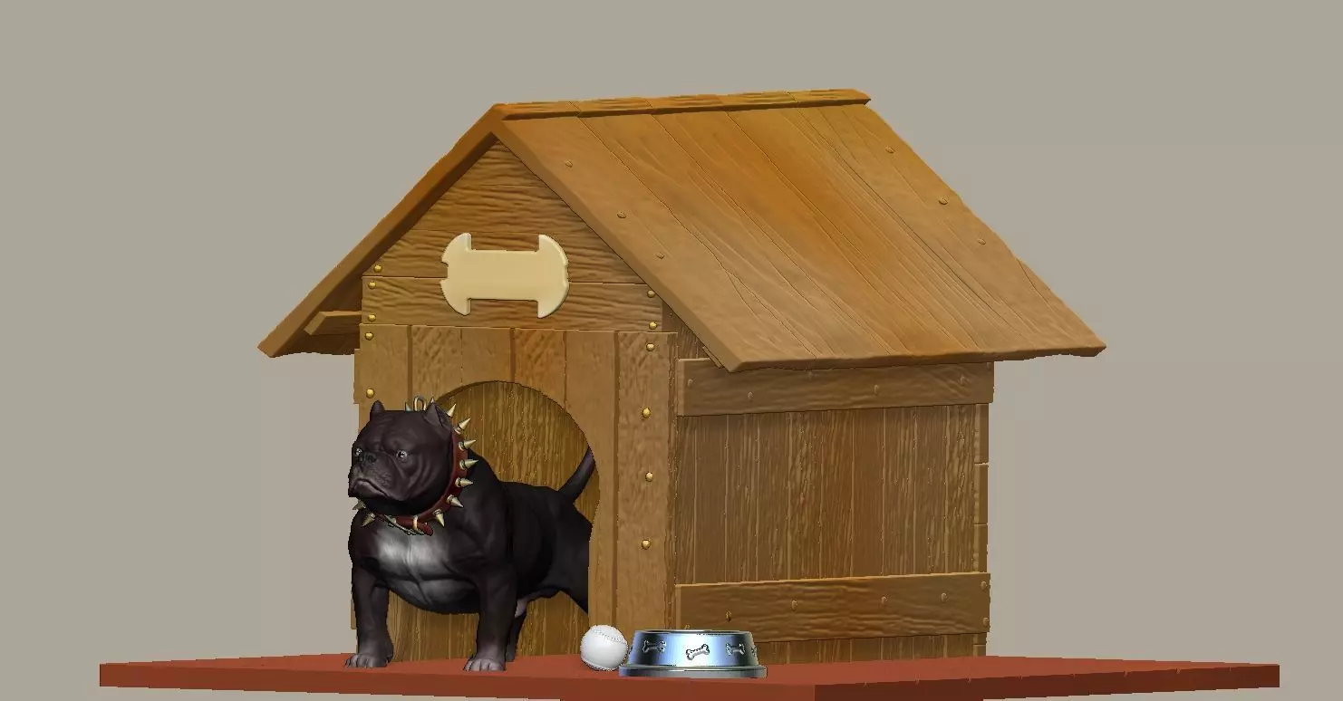 Bully Dog and Dog House 3D print model_0