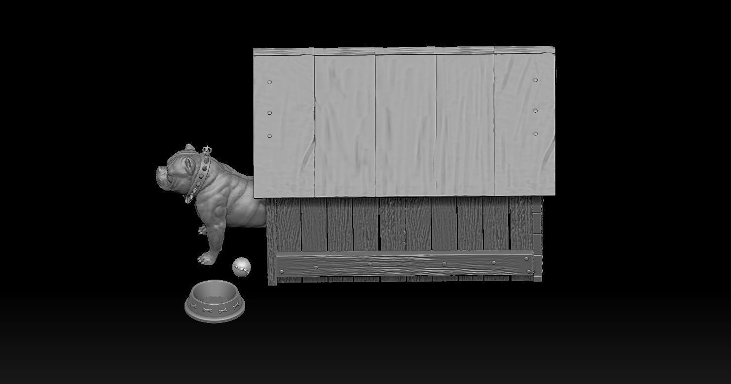 Bully Dog and Dog House 3D print model_19