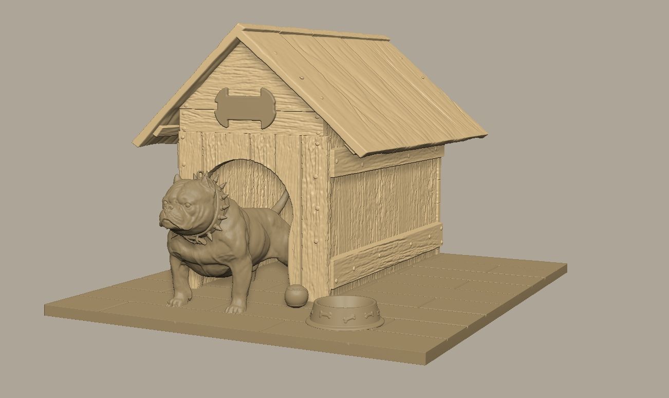 Bully Dog and Dog House 3D print model_8
