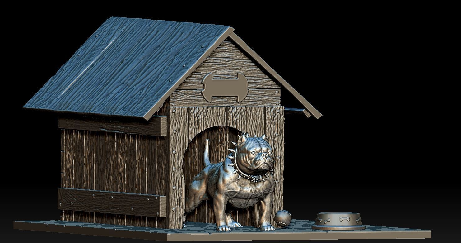 Bully Dog and Dog House 3D print model_4