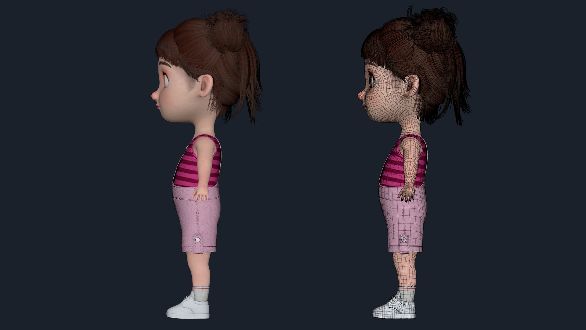 Cartoon Girl  Low-poly 3D model_20