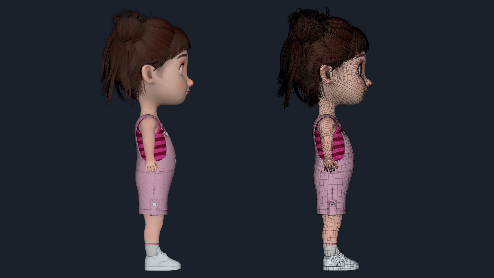Cartoon Girl  Low-poly 3D model_18