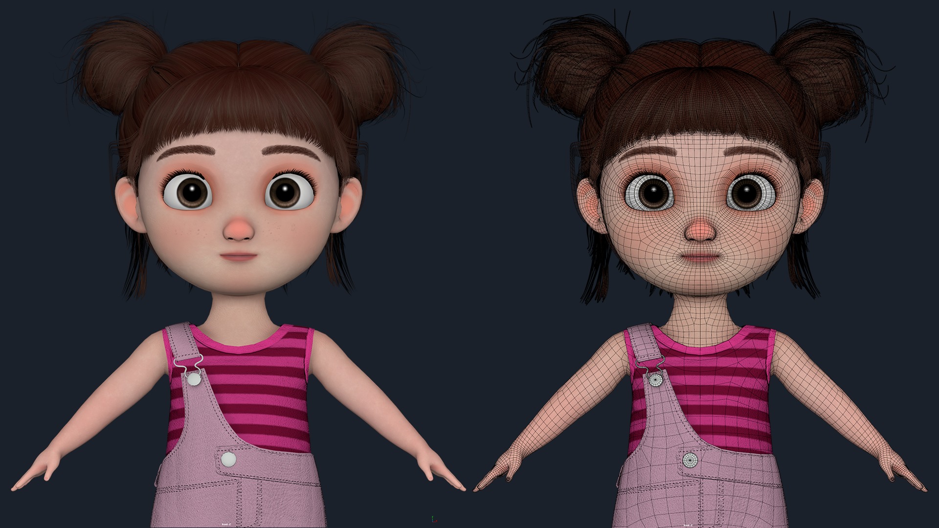 Cartoon Girl  Low-poly 3D model_21
