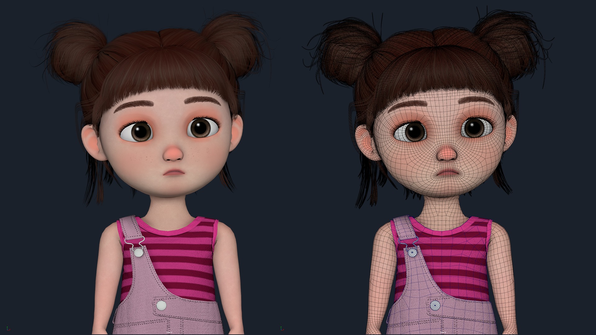 Cartoon Girl  Low-poly 3D model_11