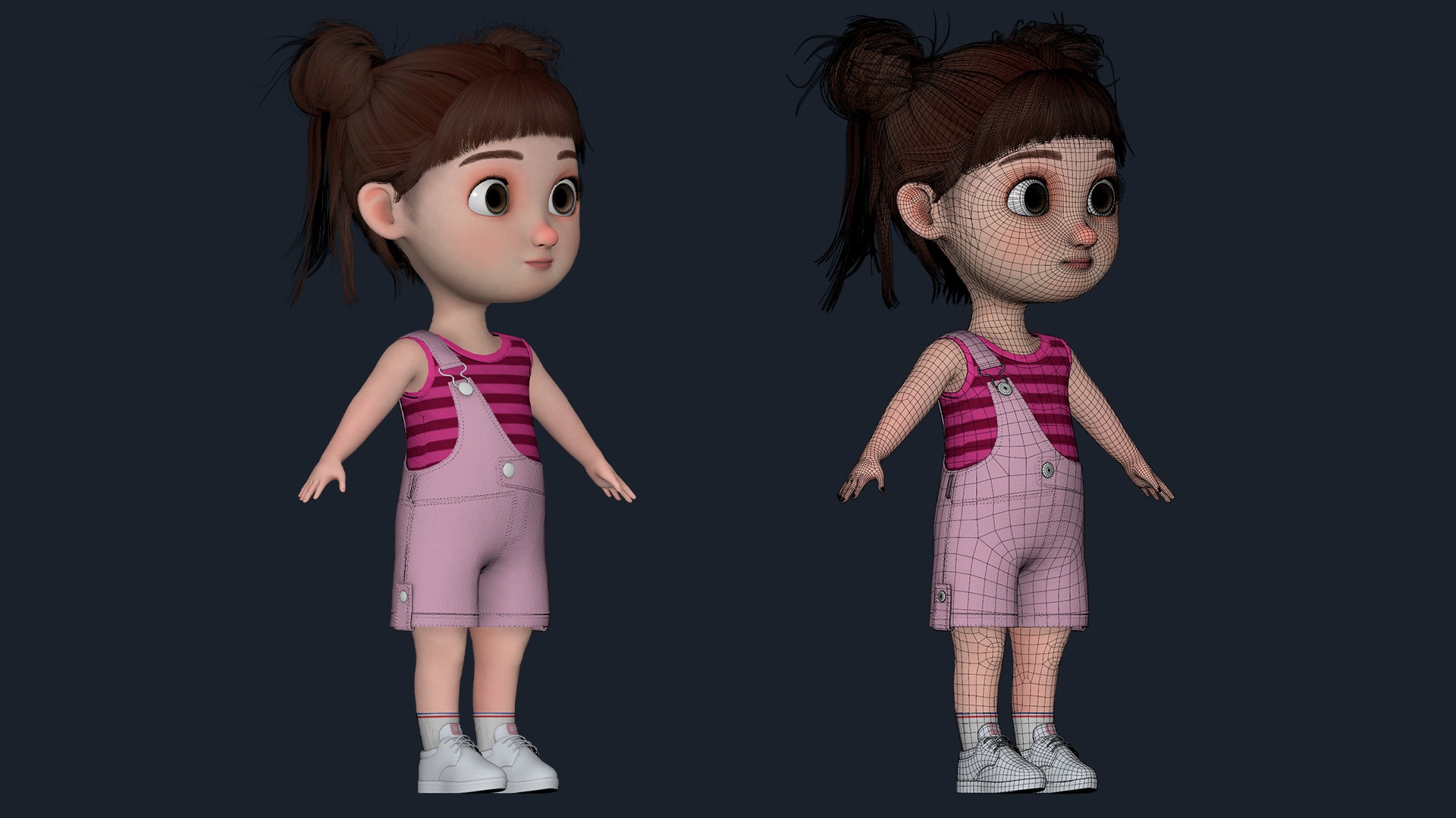 Cartoon Girl  Low-poly 3D model_23