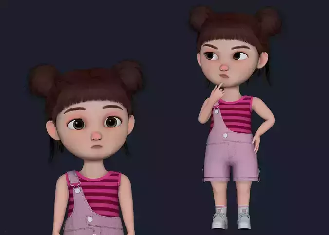 Cartoon Girl  Low-poly 3D model
