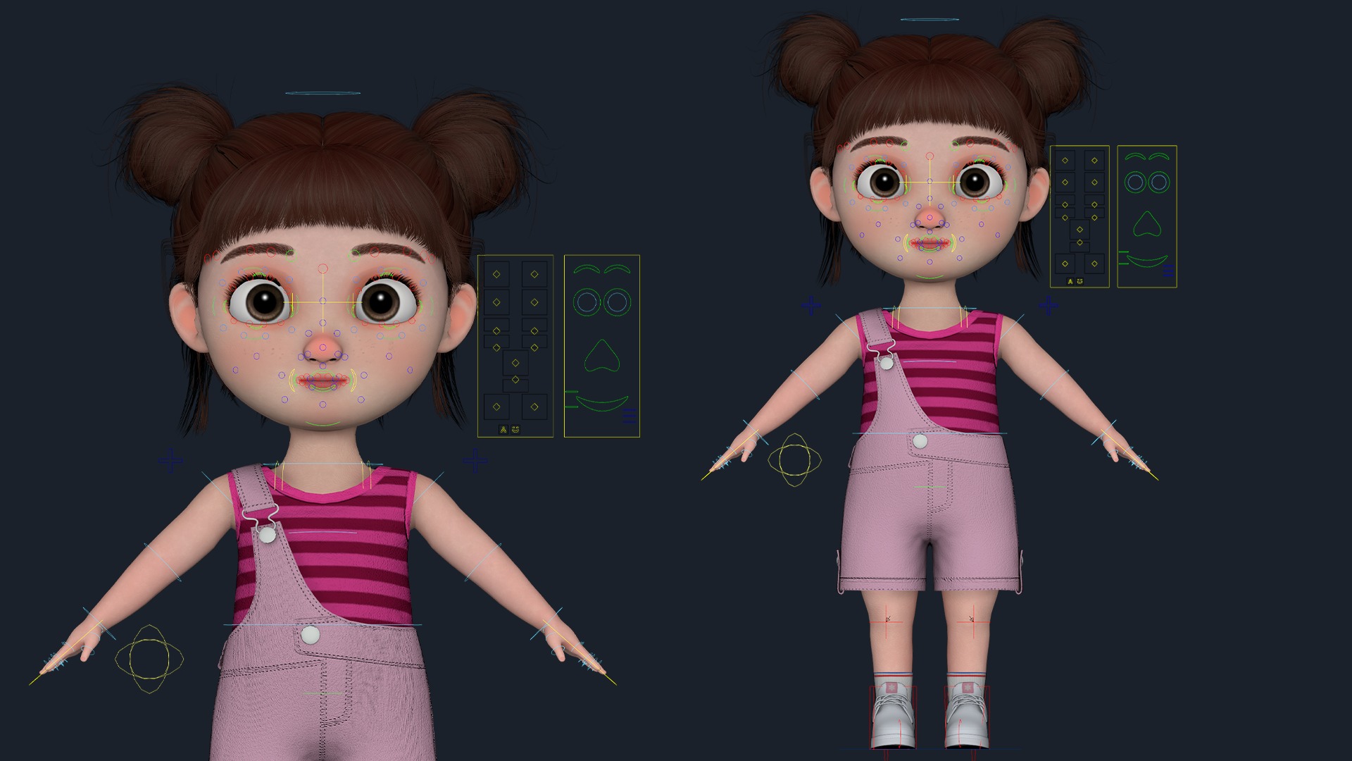 Cartoon Girl  Low-poly 3D model_2