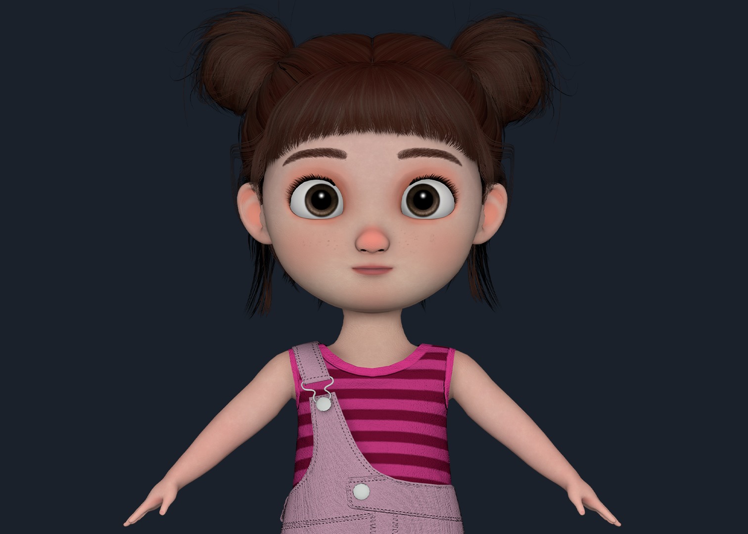 Cartoon Girl  Low-poly 3D model_27