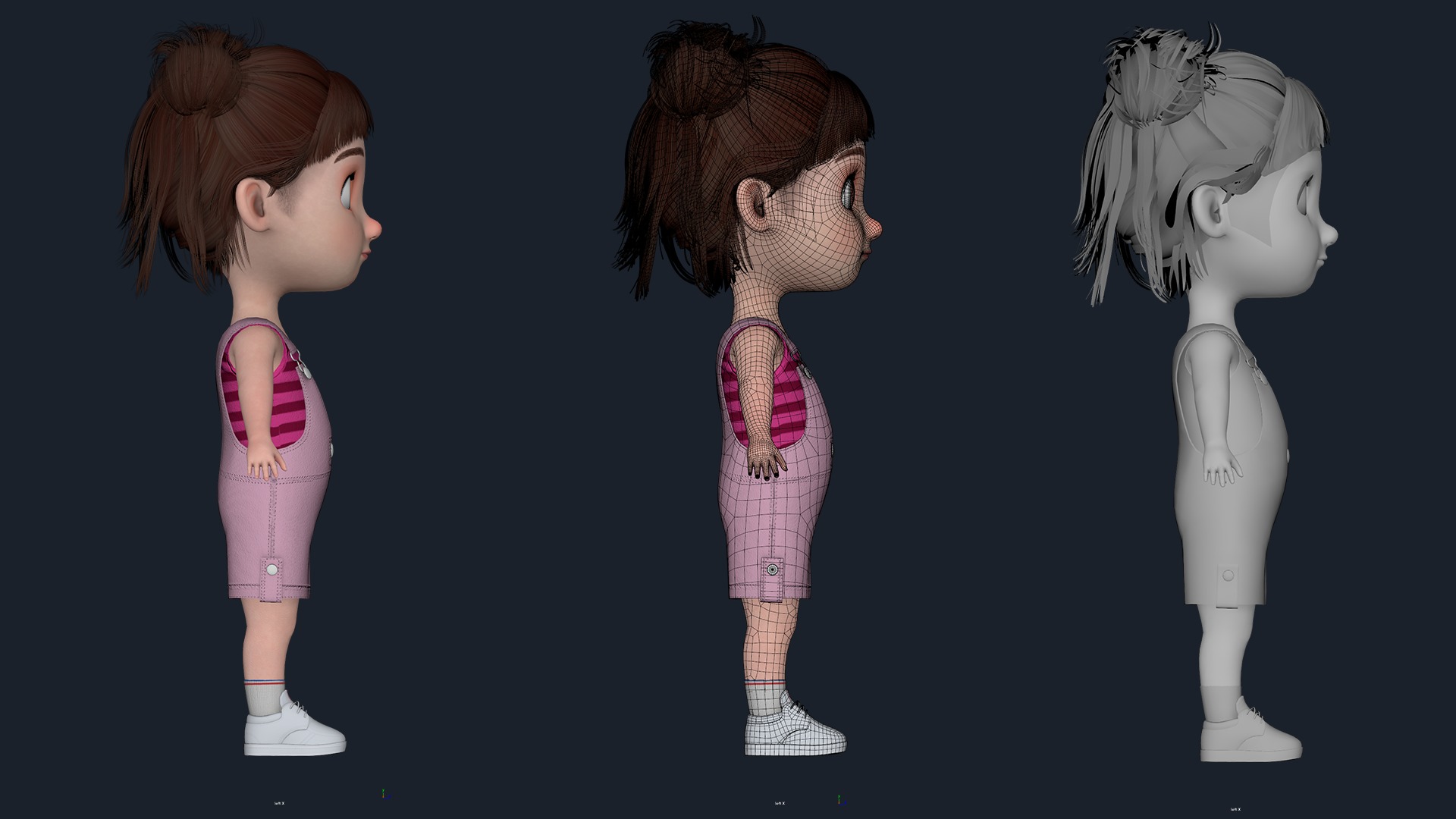 Cartoon Girl  Low-poly 3D model_17