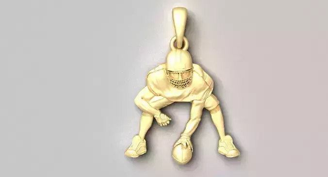 pendant rugby player 3D print model
