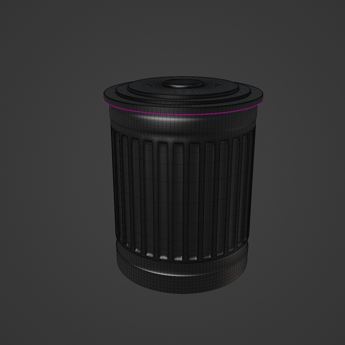 Trash Bin Metallic 3D model_7