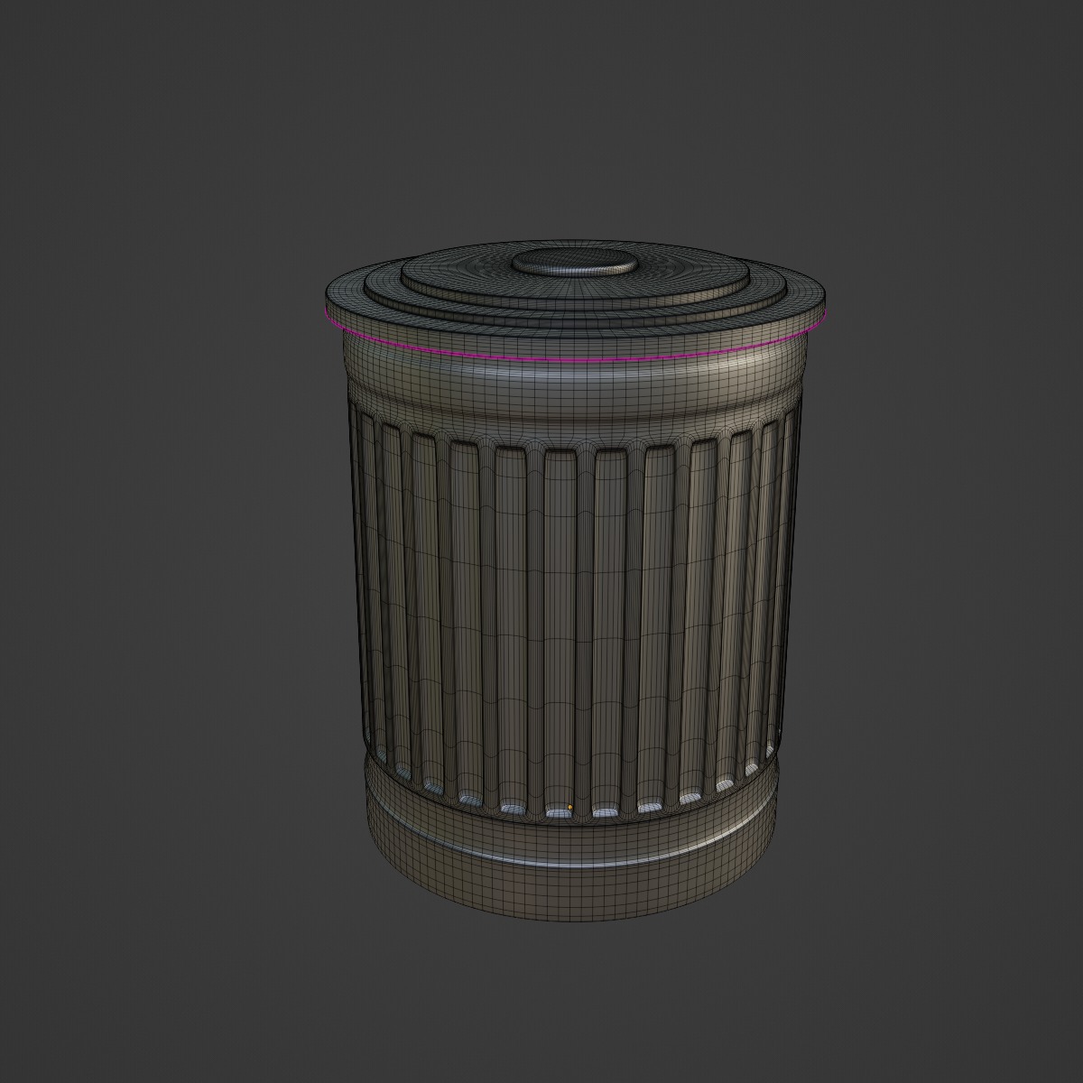 Trash Bin Metallic 3D model_5