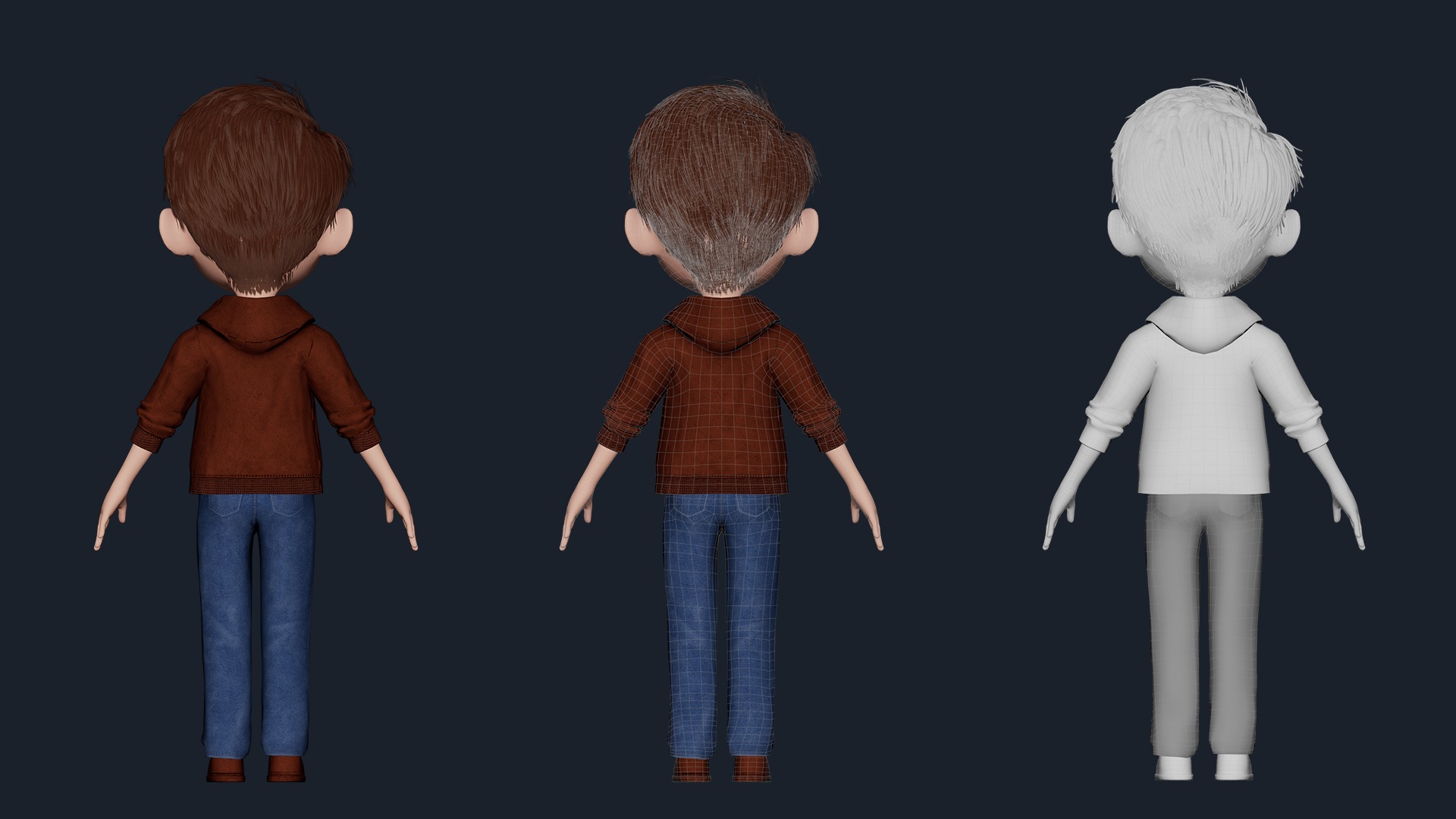 Cartoon Boy Cute Rigged Low-poly 3D model_10