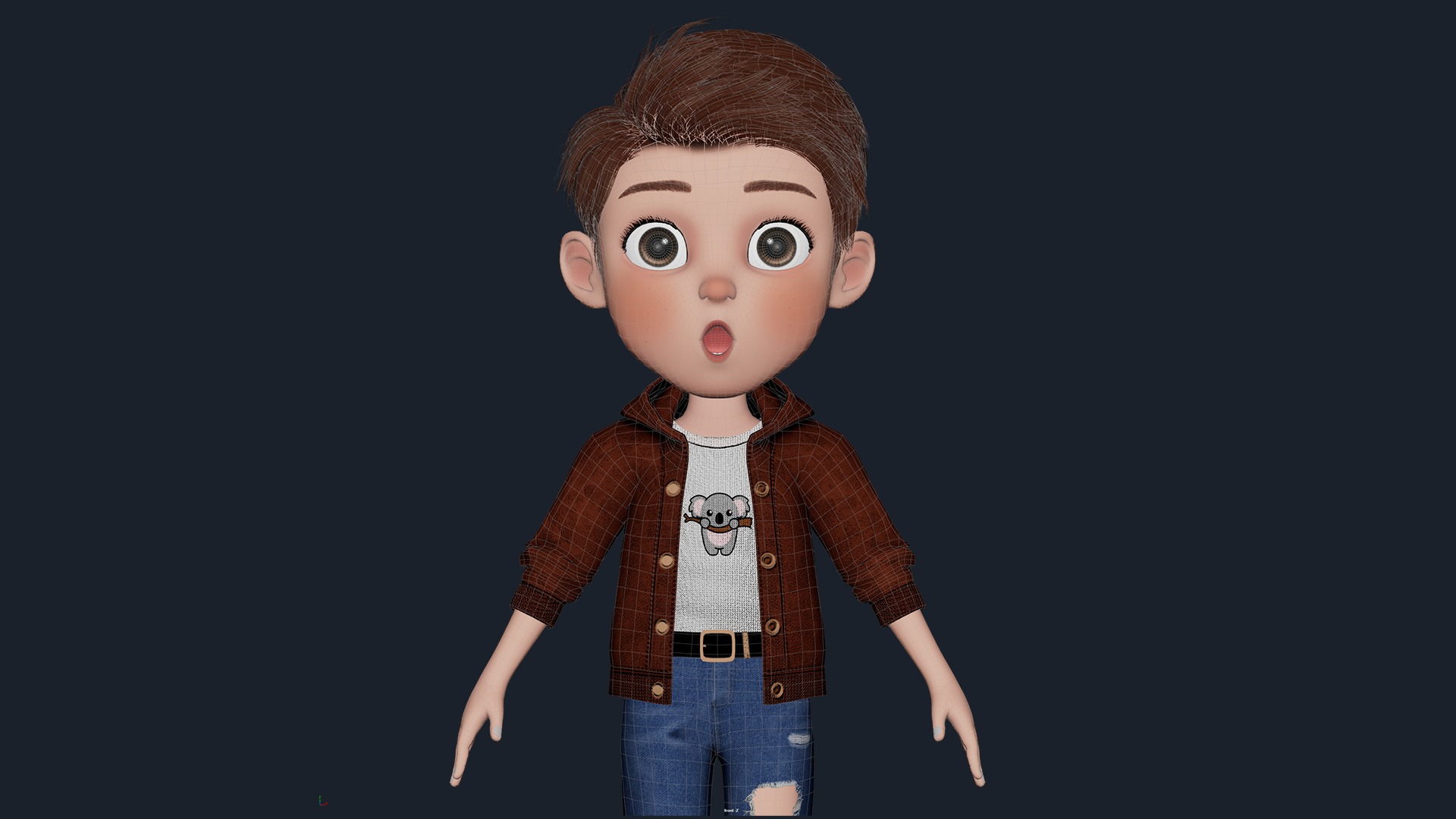Cartoon Boy Cute Rigged Low-poly 3D model_16