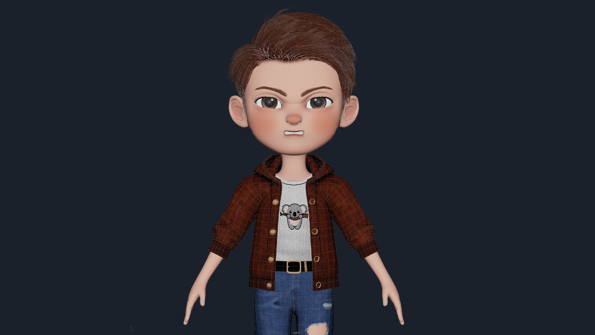 Cartoon Boy Cute Rigged Low-poly 3D model_18