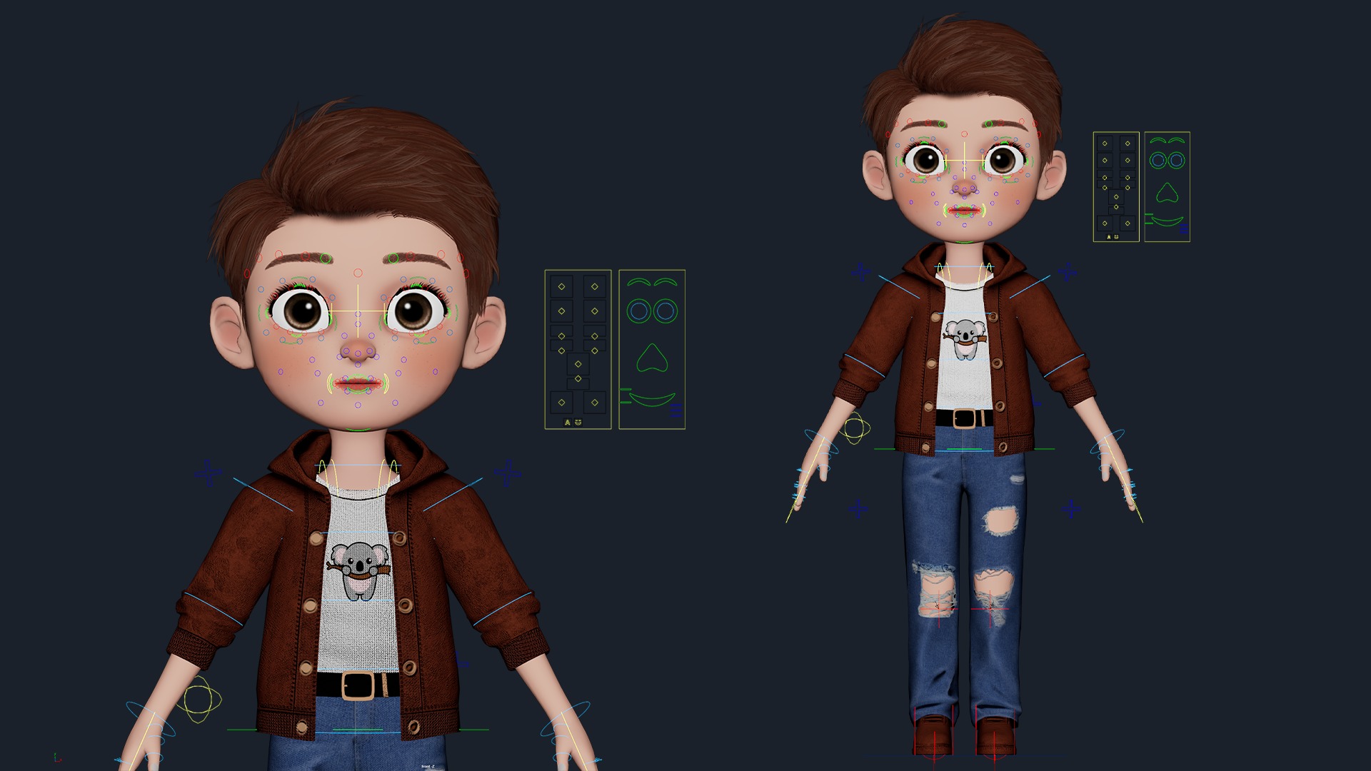 Cartoon Boy Cute Rigged Low-poly 3D model_3