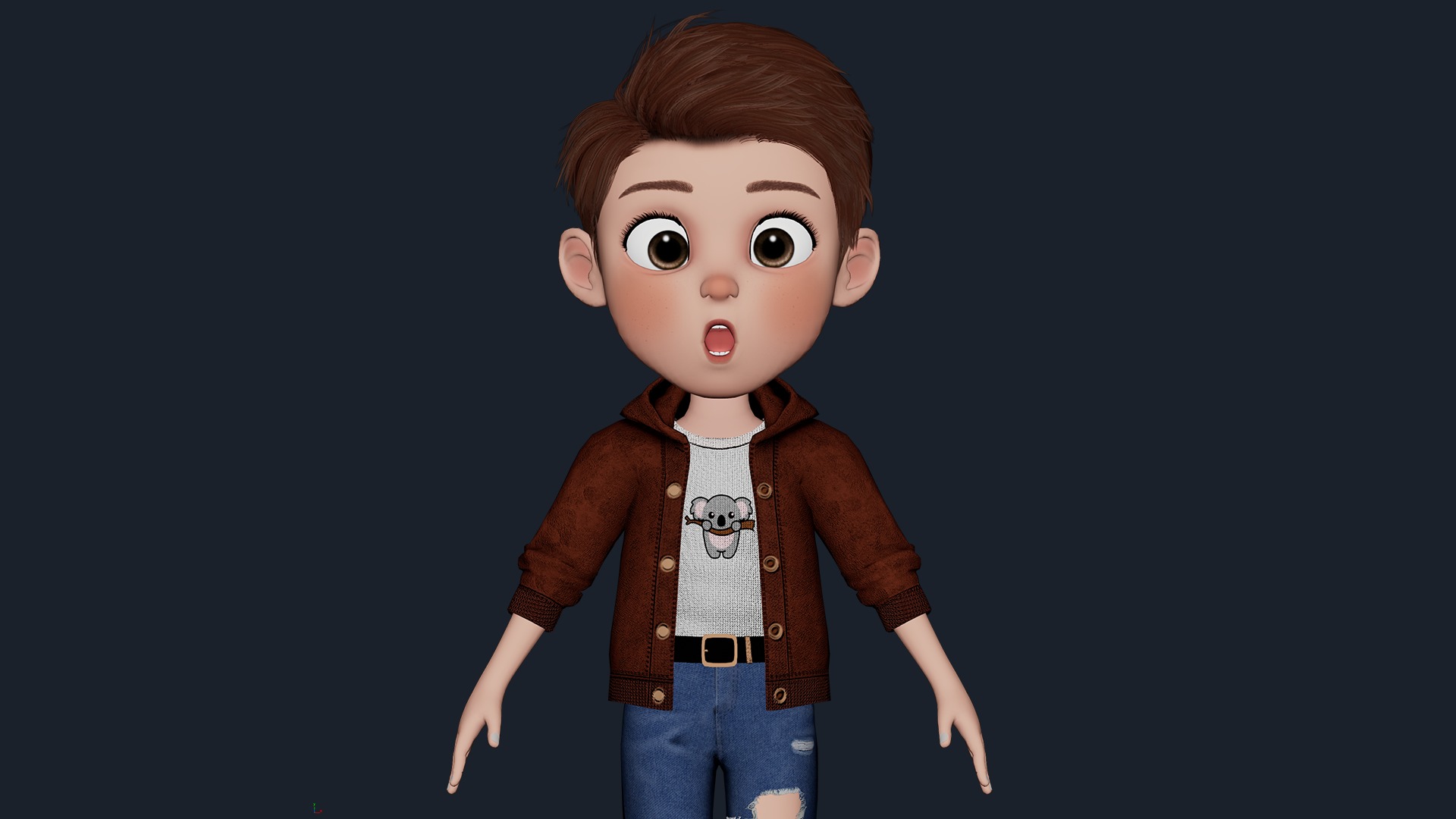 Cartoon Boy Cute Rigged Low-poly 3D model_22
