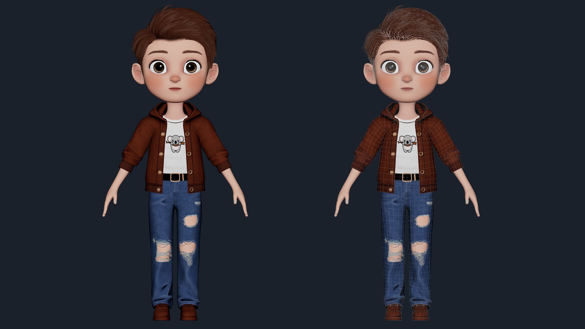 Cartoon Boy Cute Rigged Low-poly 3D model_25