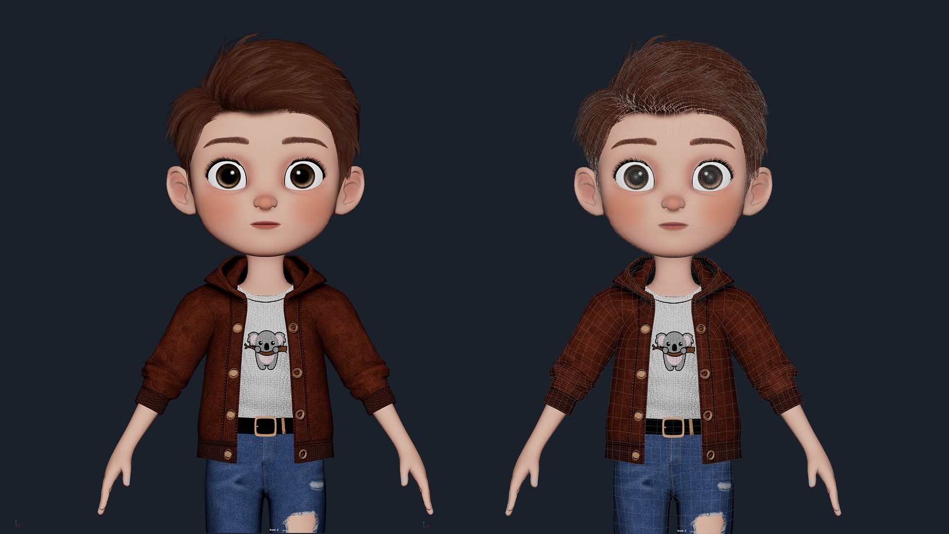 Cartoon Boy Cute Rigged Low-poly 3D model_6