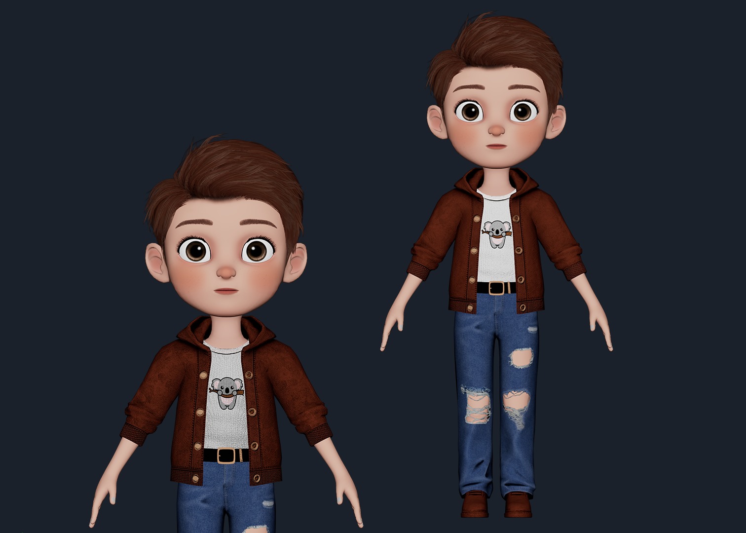 Cartoon Boy Cute Rigged Low-poly 3D model_24