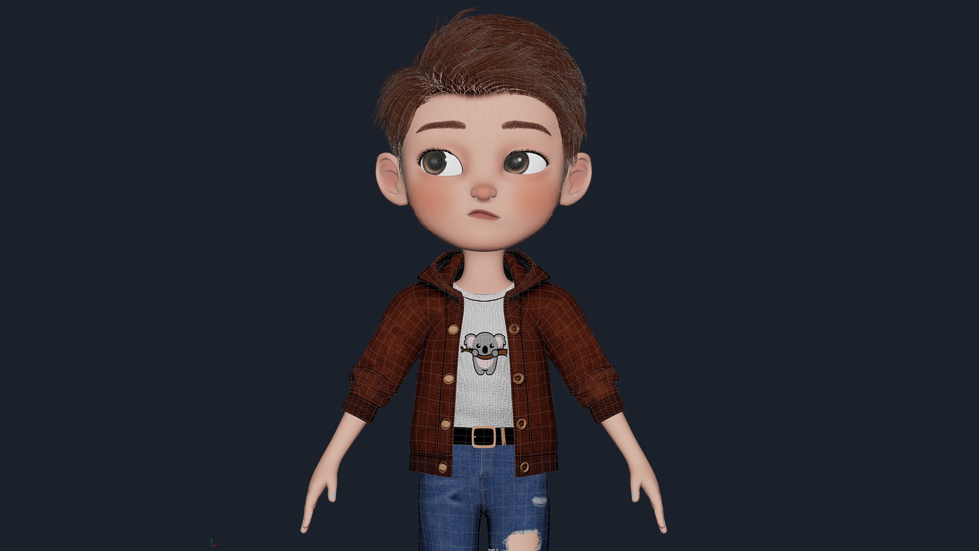 Cartoon Boy Cute Rigged Low-poly 3D model_20