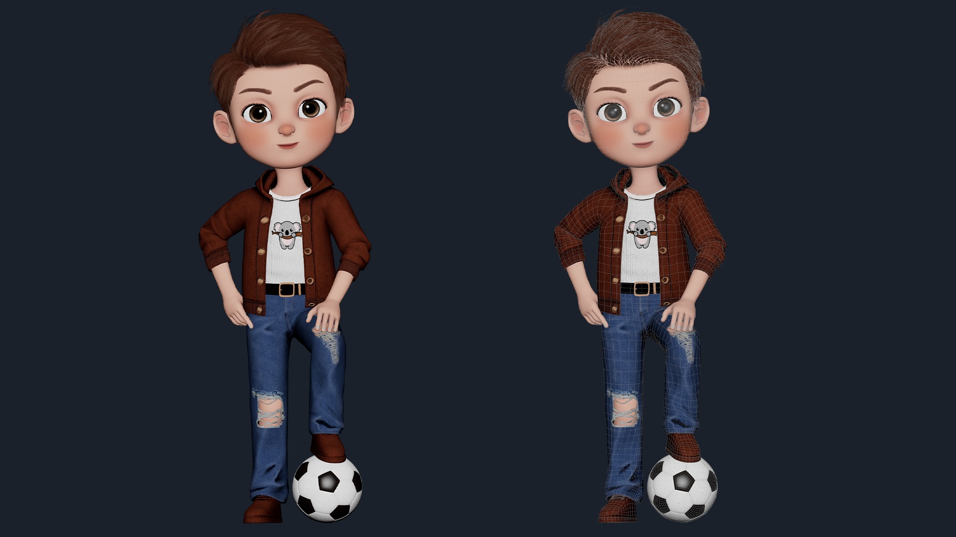 Cartoon Boy Cute Rigged Low-poly 3D model_2