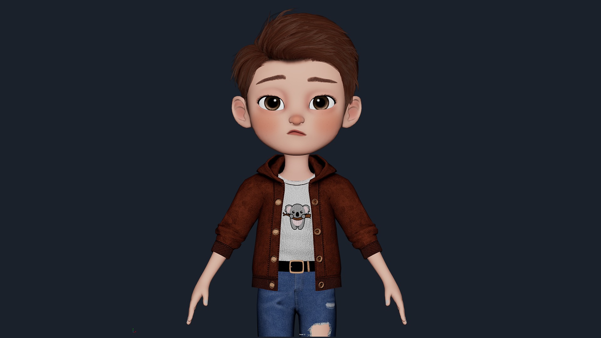Cartoon Boy Cute Rigged Low-poly 3D model_28