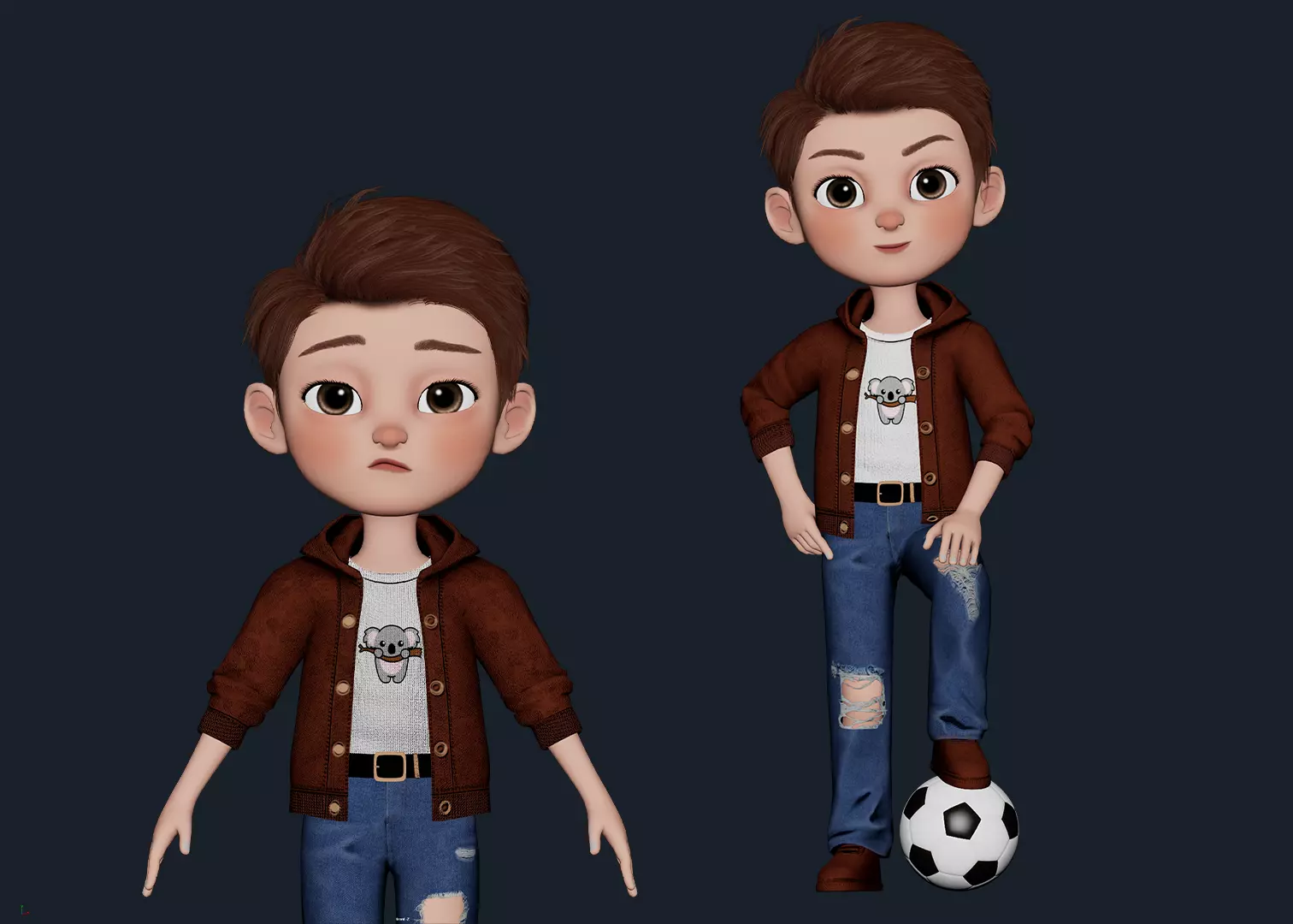 Cartoon Boy Cute Rigged Low-poly 3D model_0