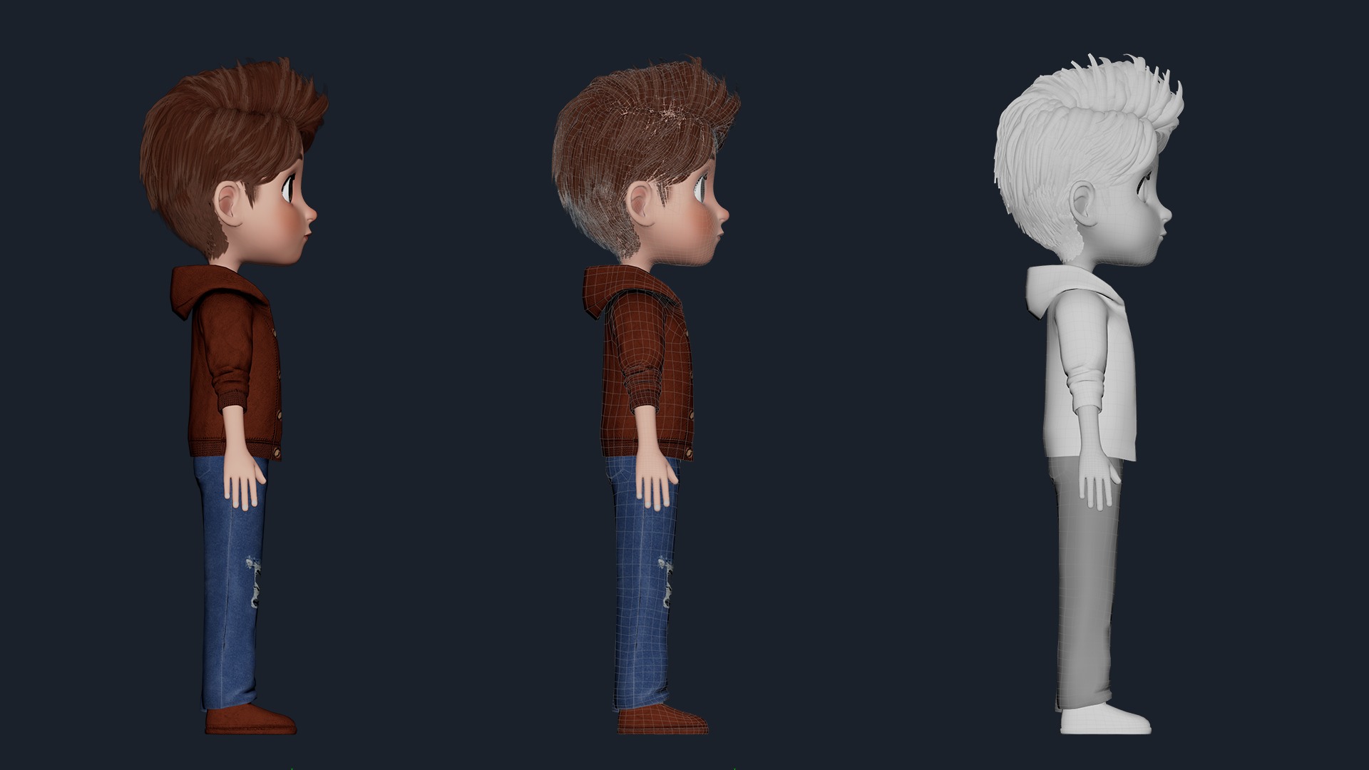 Cartoon Boy Cute Rigged Low-poly 3D model_11