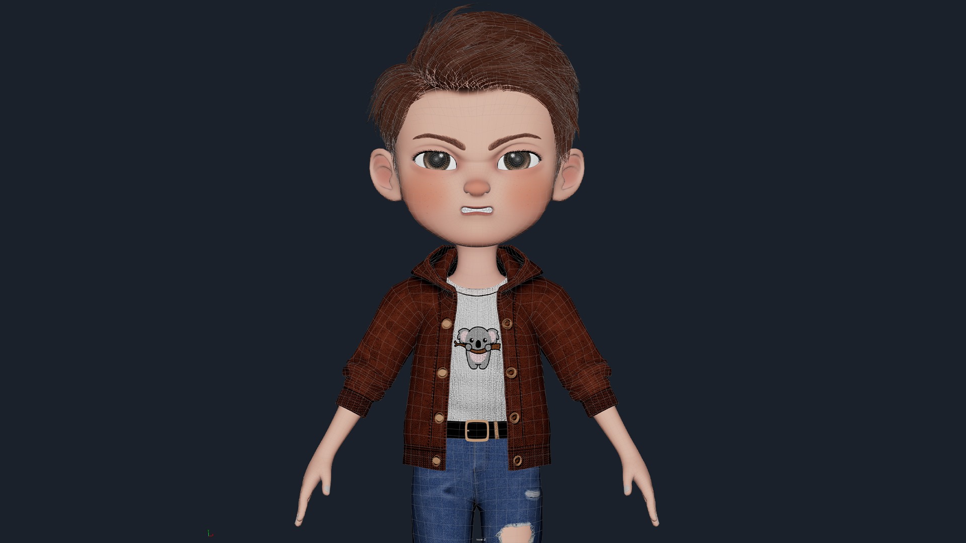 Cartoon Boy Cute Rigged Low-poly 3D model_17