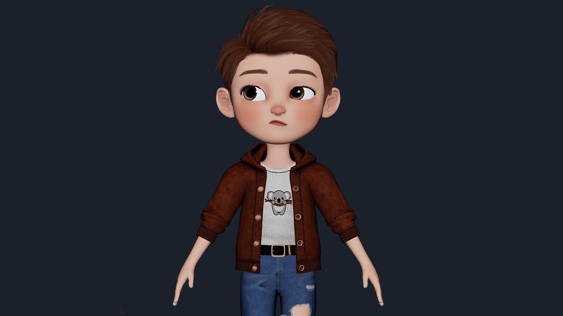 Cartoon Boy Cute Rigged Low-poly 3D model_30