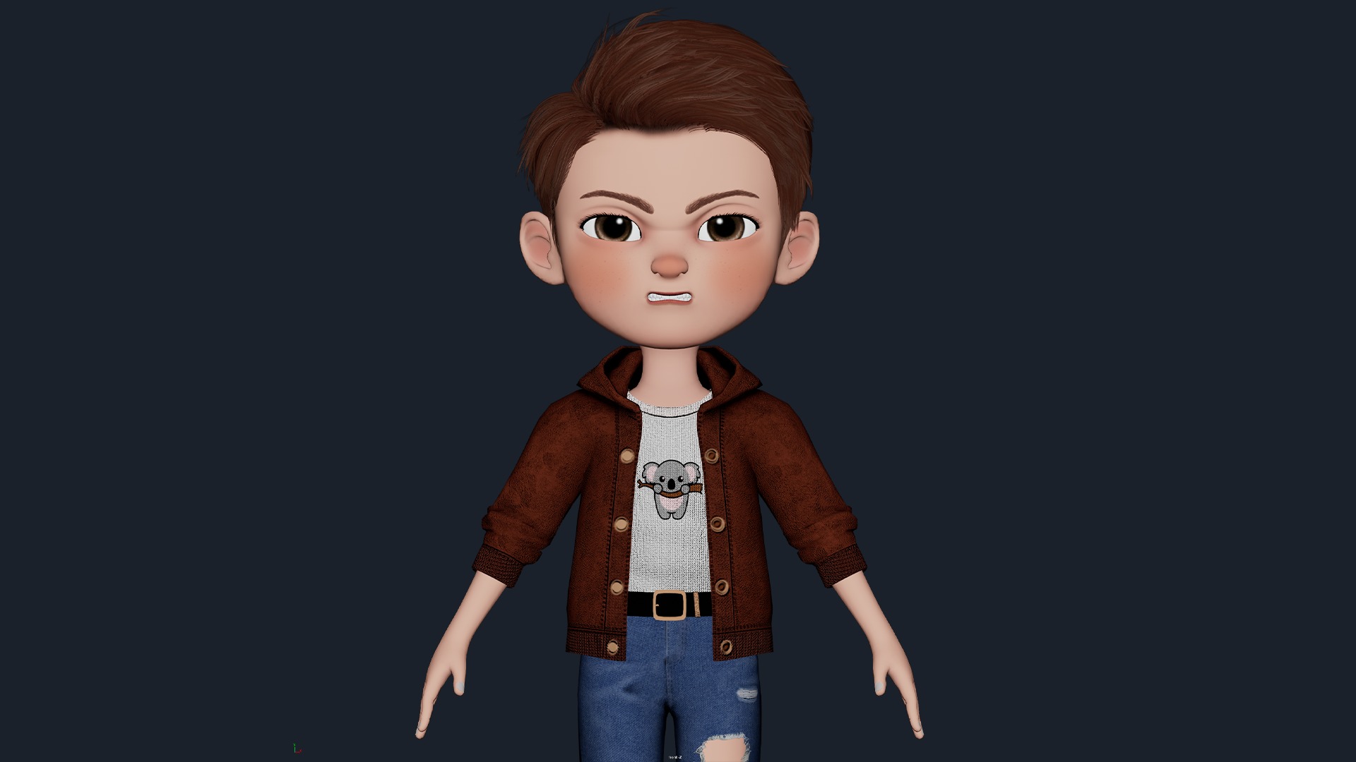 Cartoon Boy Cute Rigged Low-poly 3D model_33