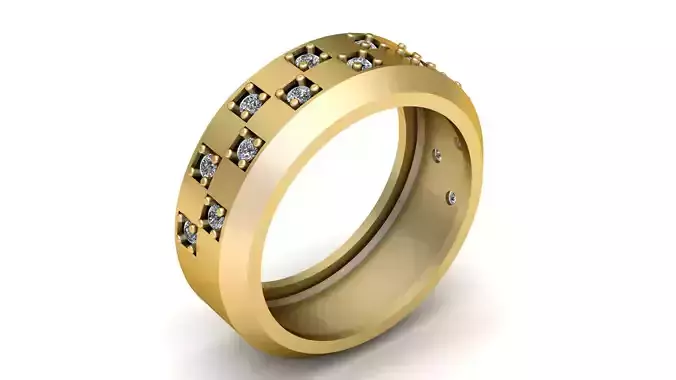 DIAMOND STYLISH WEDDING RING 3D PRINTABLE MODEL
