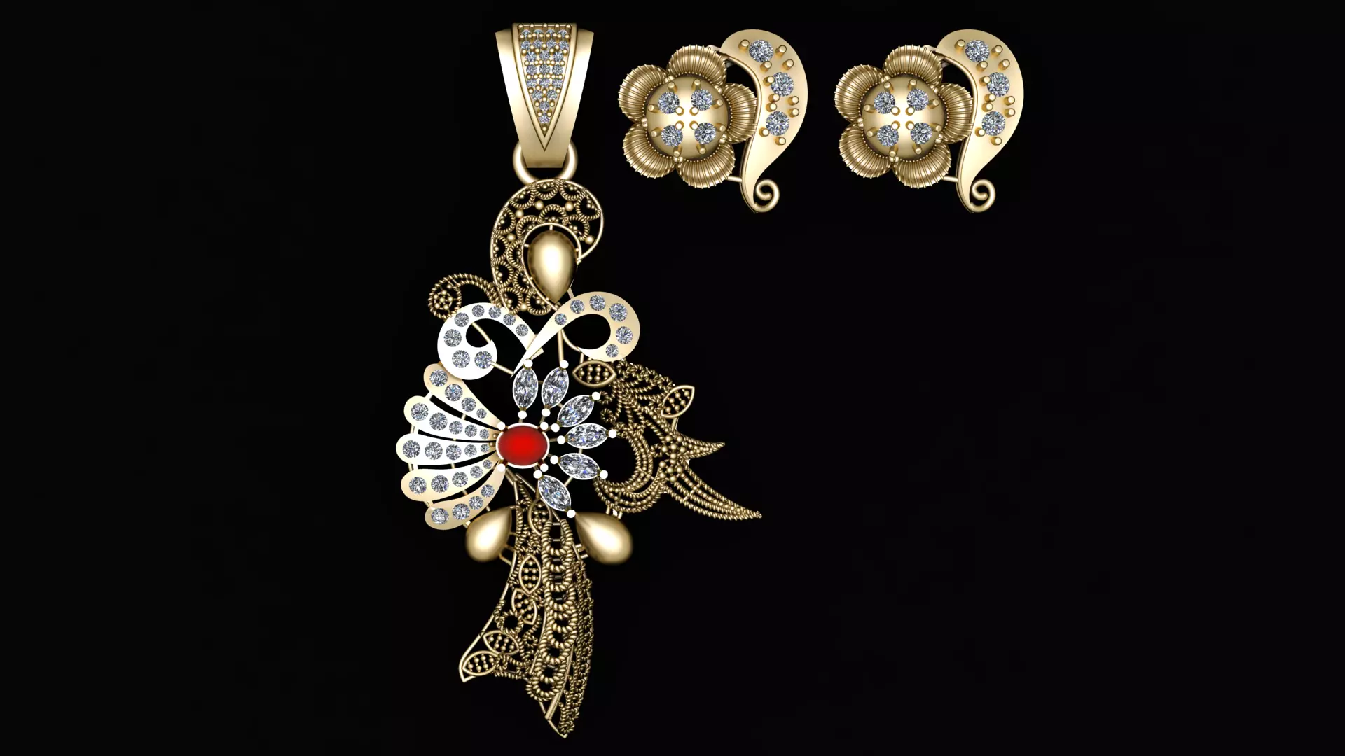 CLASSY ZIRCON STYLE LOCKET SET 3D PRINTABLE MODEL 3D print model