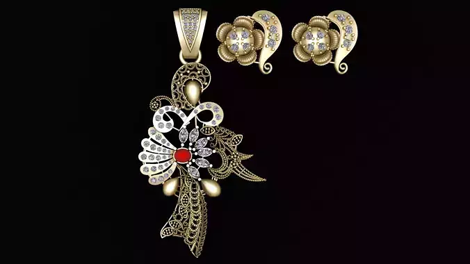 CLASSY ZIRCON STYLE LOCKET SET 3D PRINTABLE MODEL