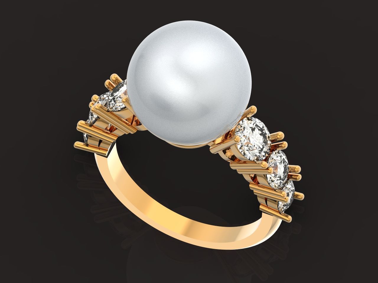 ring with pearl and diamonds 1443 3D print model_33