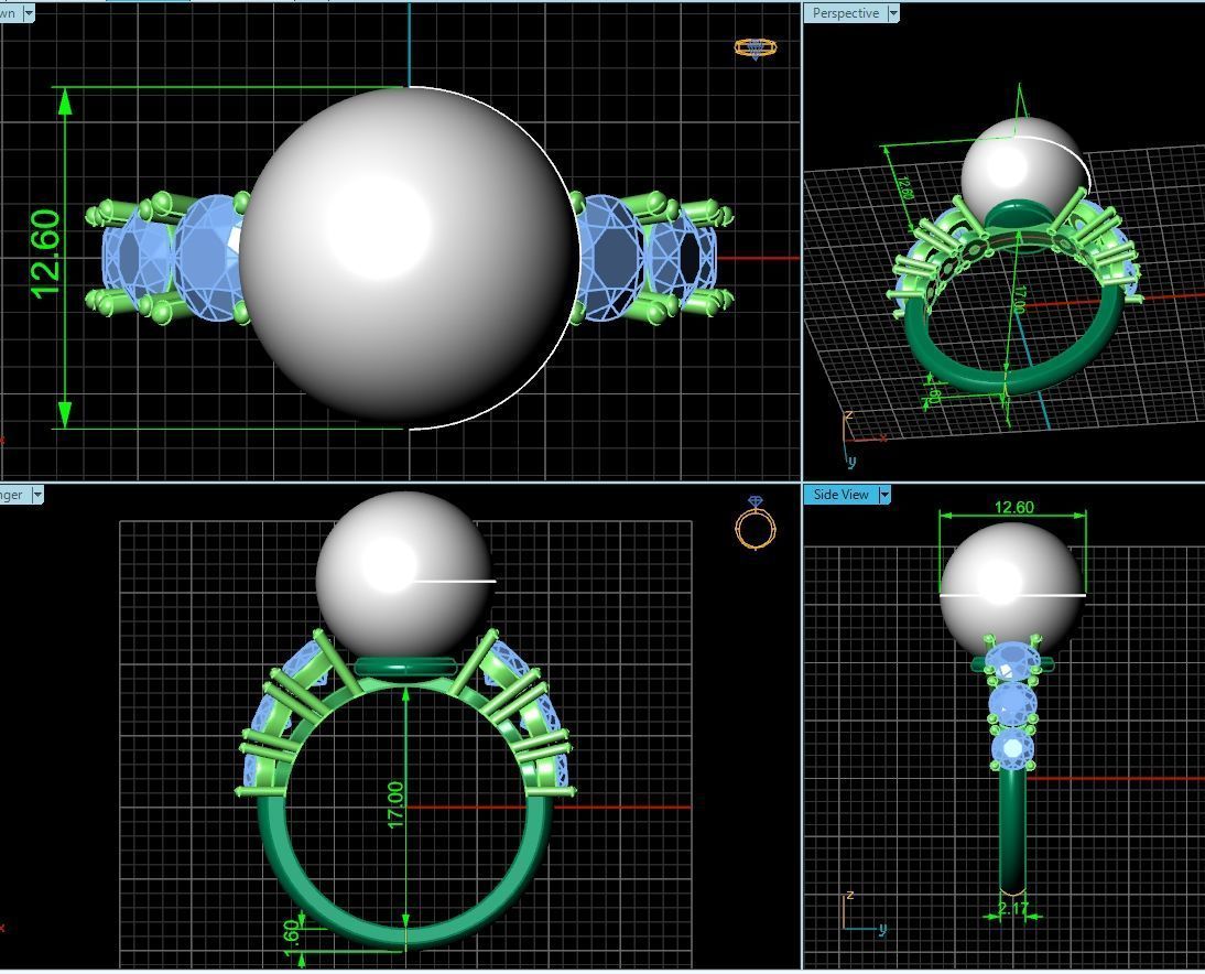 ring with pearl and diamonds 1443 3D print model_4