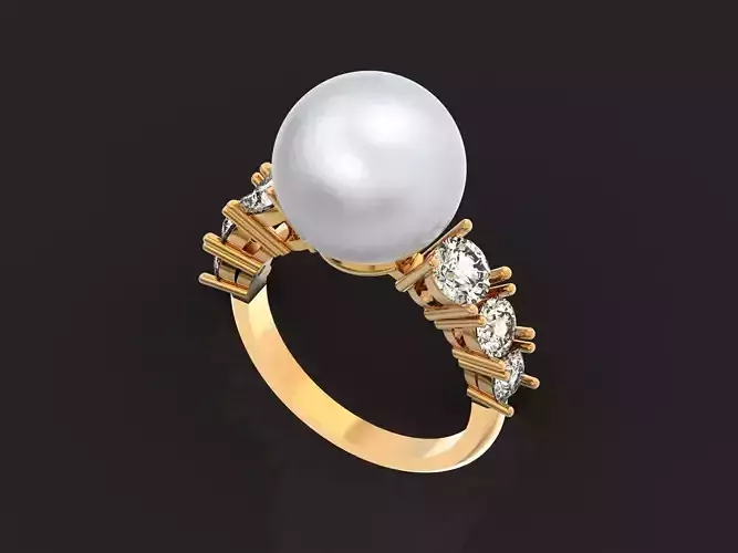 ring with pearl  and diamonds 1443