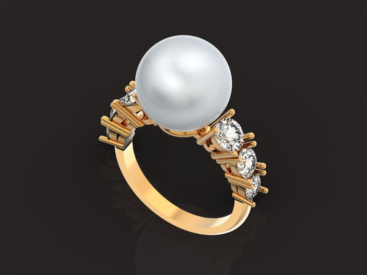 ring with pearl and diamonds 1443 3D print model_31