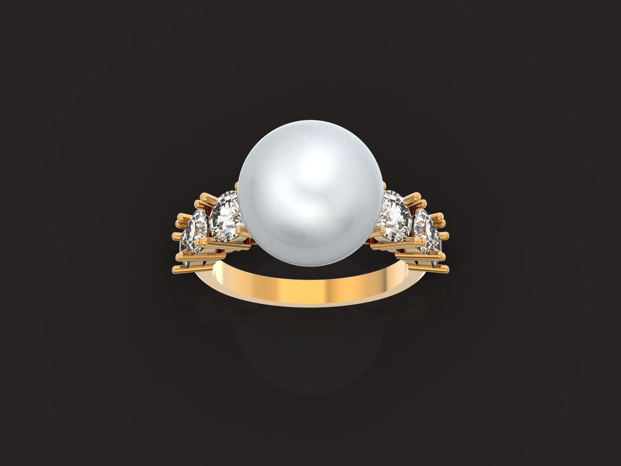 ring with pearl and diamonds 1443 3D print model_34
