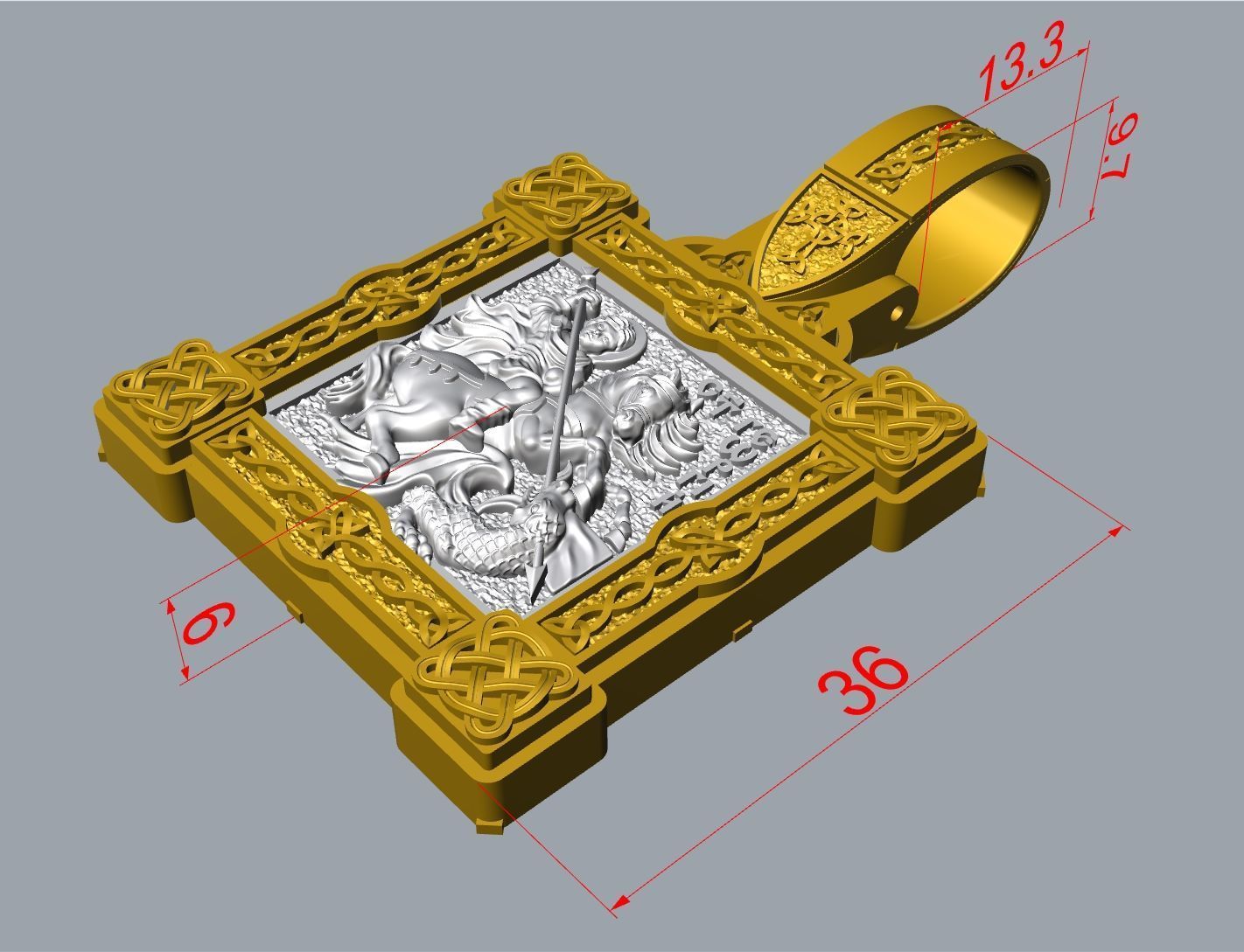 Saint George the Victorious pendant model 3D print model 3D print model_4
