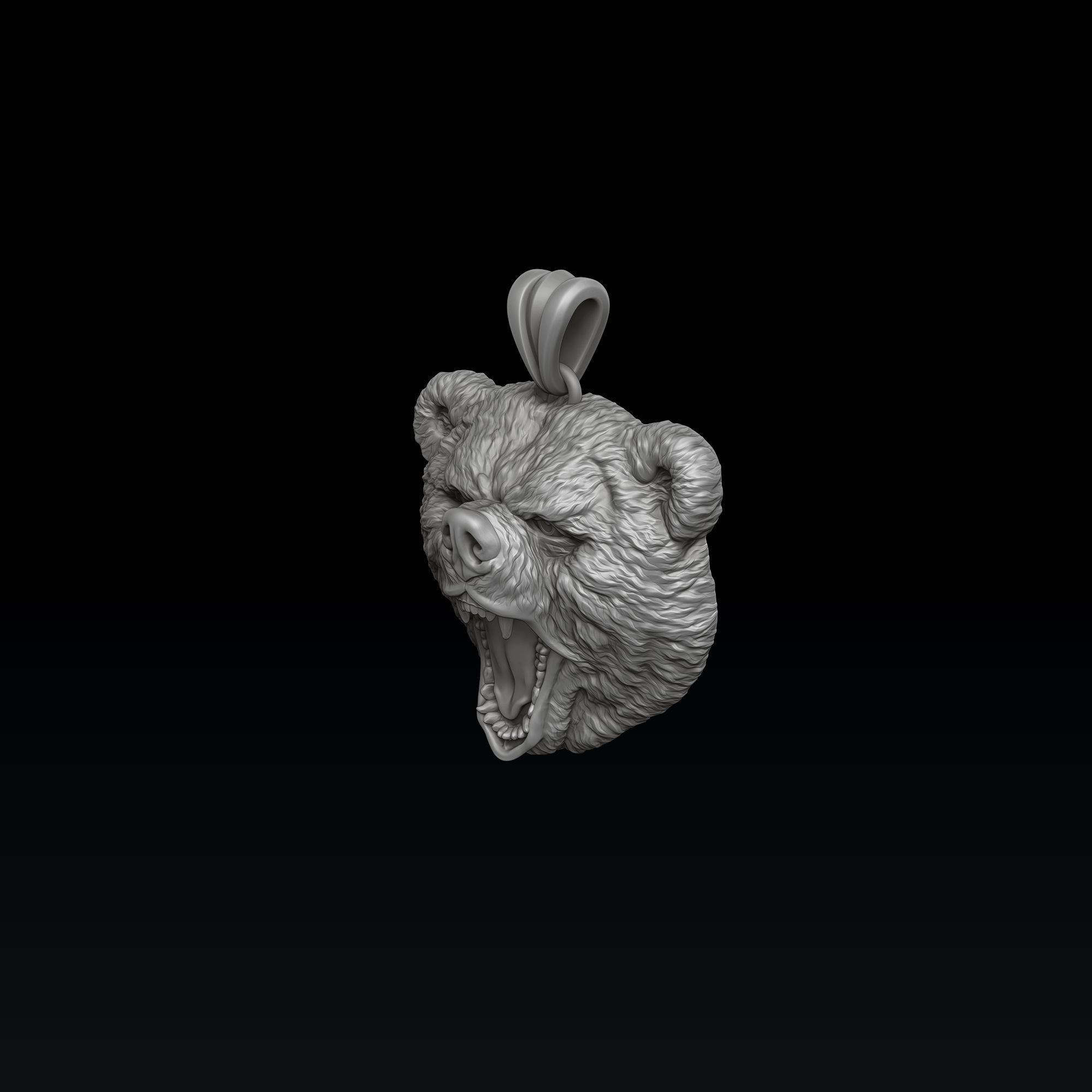 Basrelief Bear Head Pendant 3D print model_4