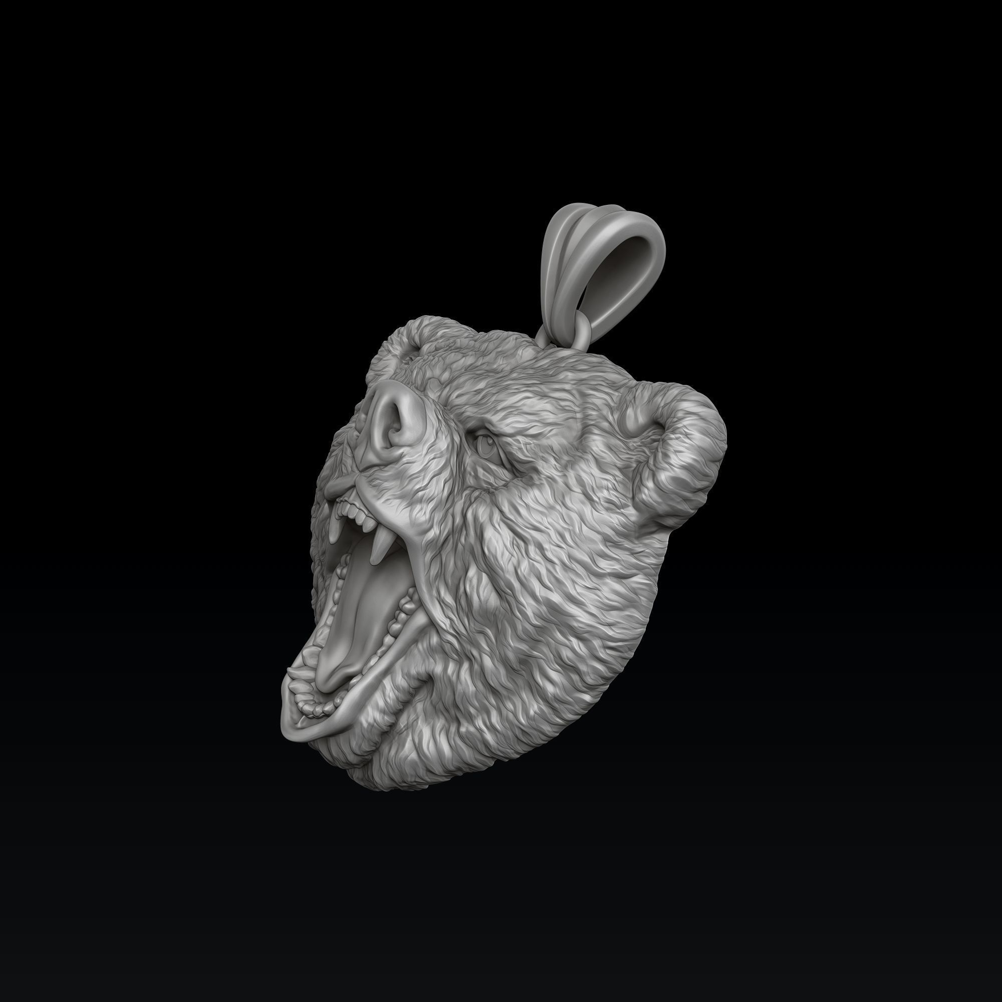 Basrelief Bear Head Pendant 3D print model_2