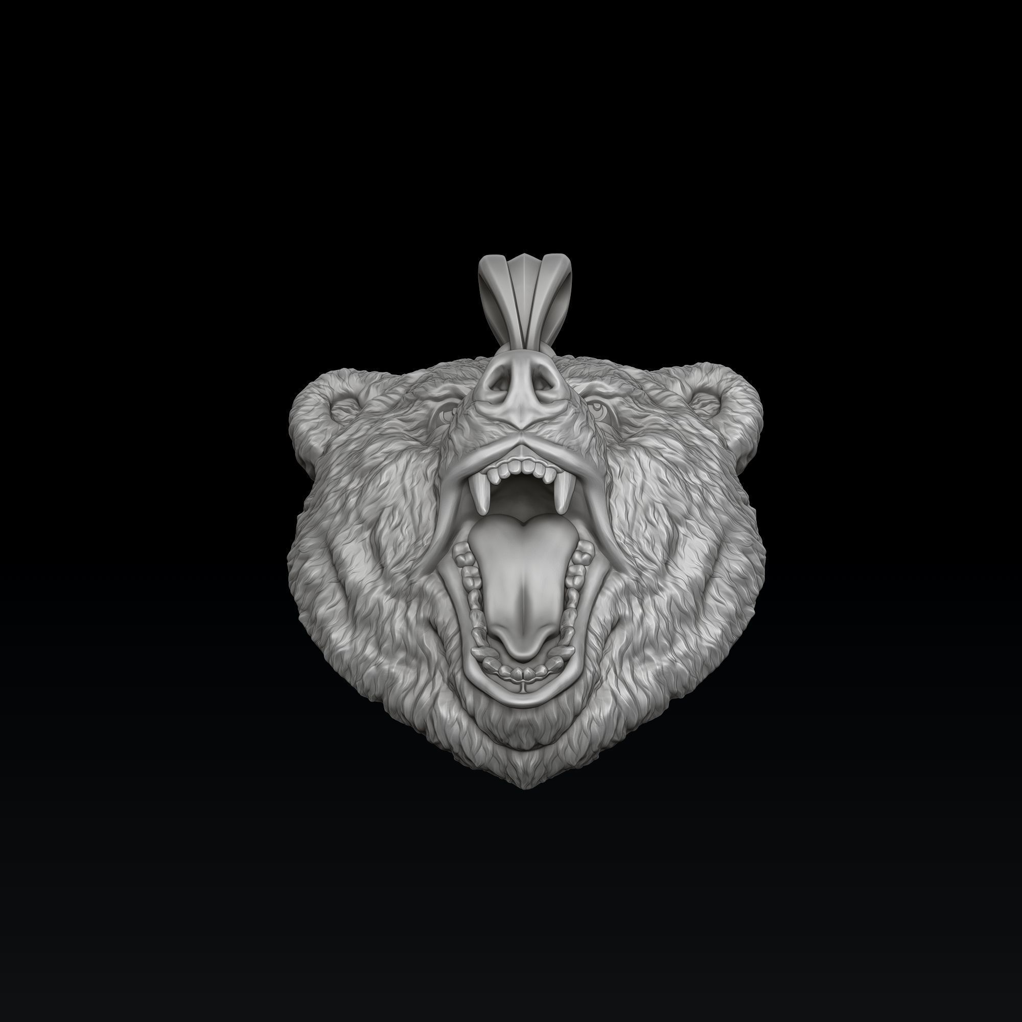 Basrelief Bear Head Pendant 3D print model_6