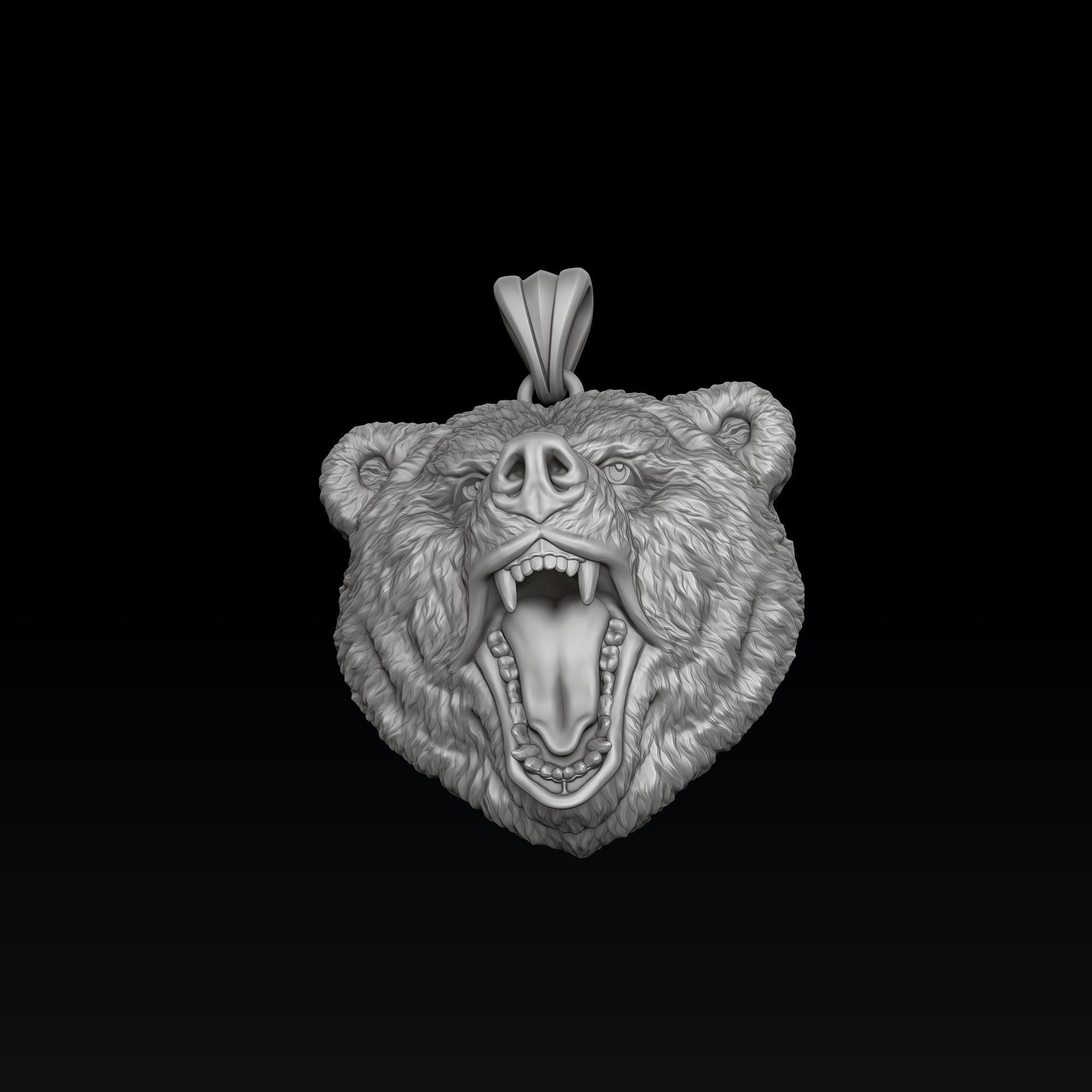 Basrelief Bear Head Pendant 3D print model_3
