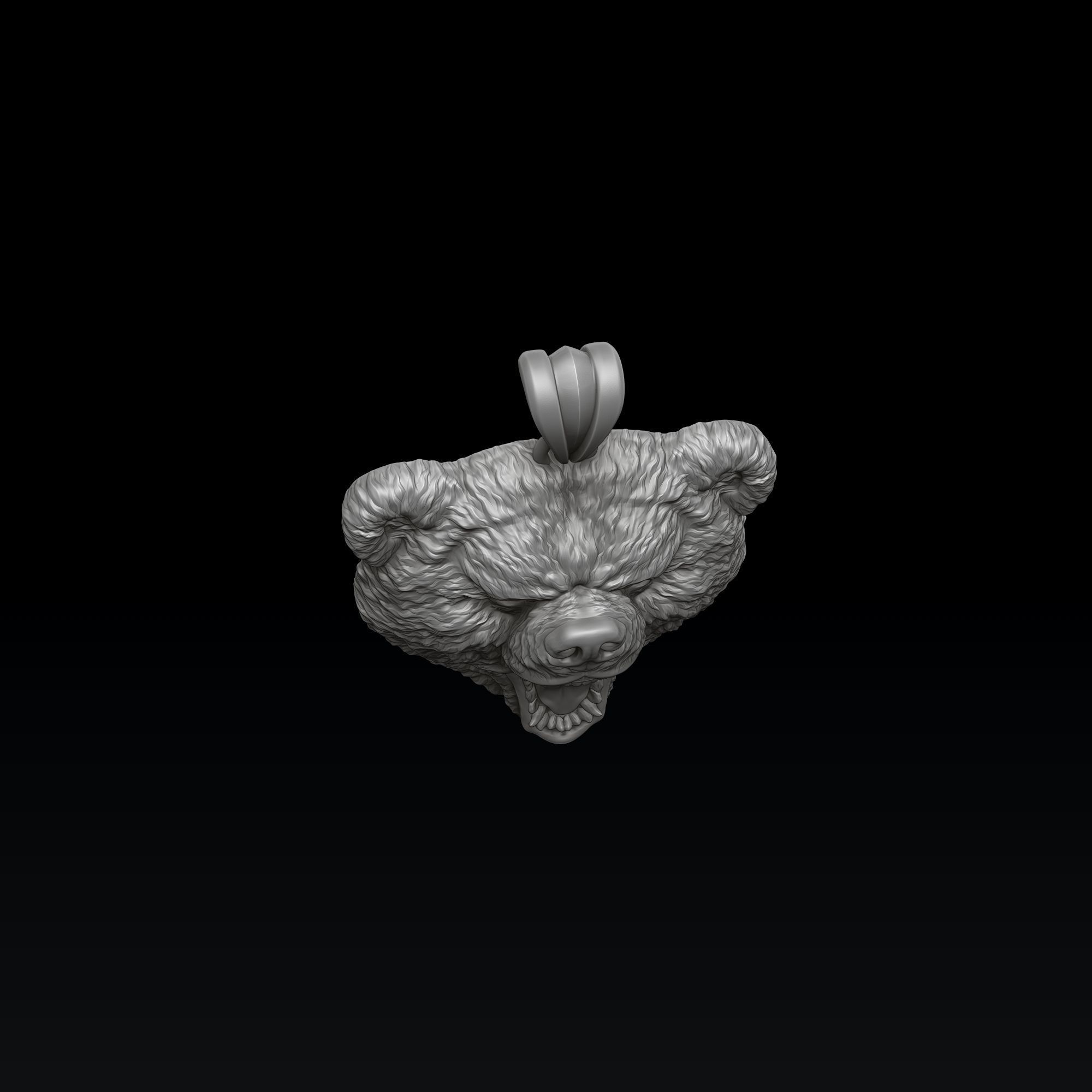 Basrelief Bear Head Pendant 3D print model_5